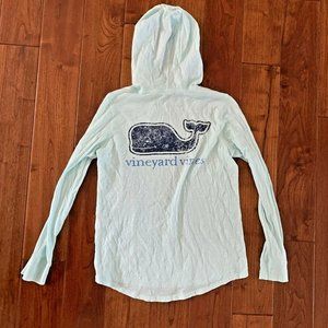 Vineyard Vines Whale Logo Hoodie Size XS Aqua Hooded Long Sleeve Graphic T-shirt